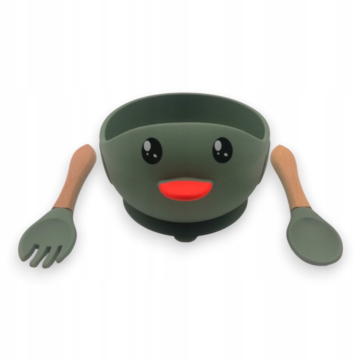 Miseczka z przyssawką silikonowa dla dziecka na przekąski łyżka widelec BLW