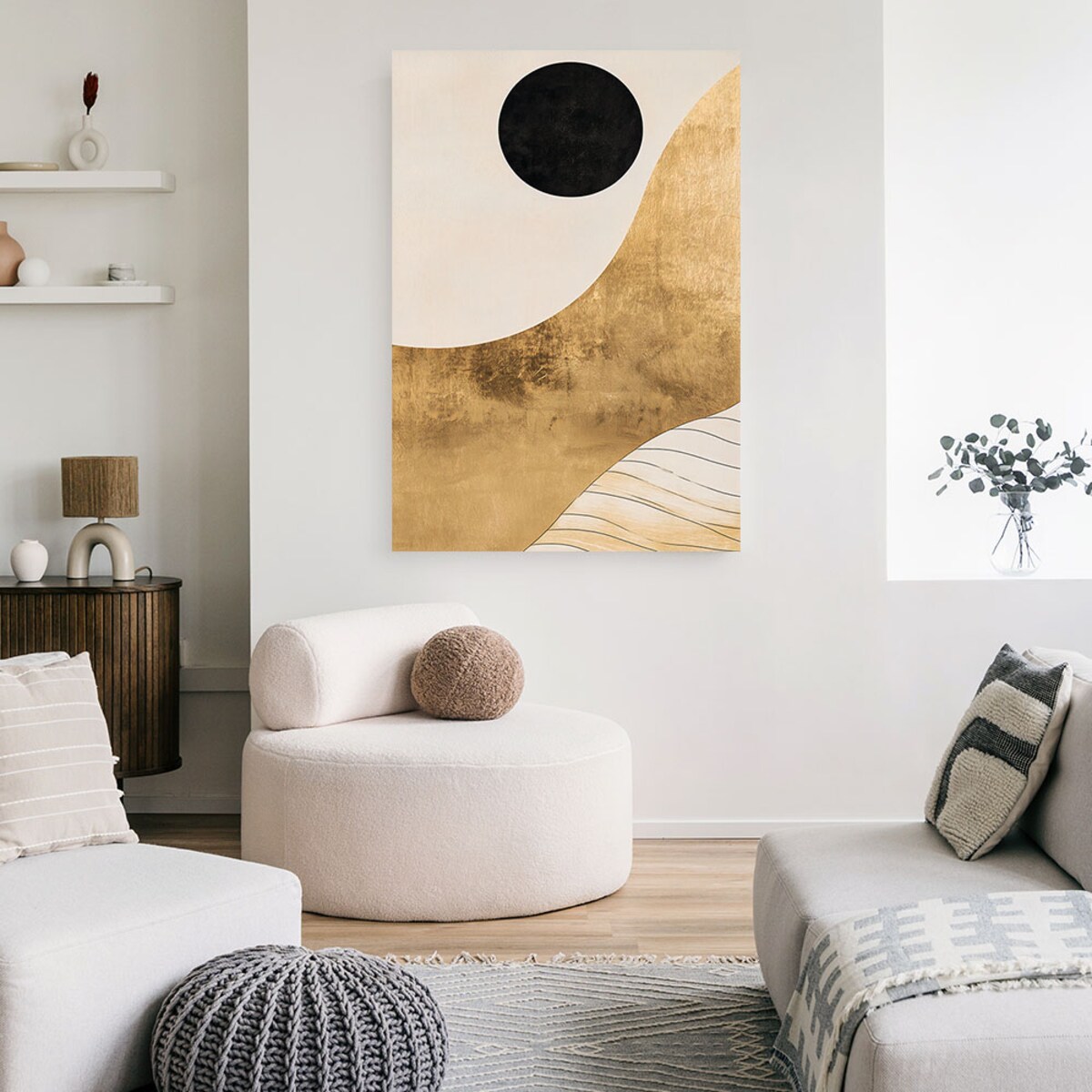 Feeby Obraz do sypialni, Abstrakcja Minimalizm Złoty 40x60