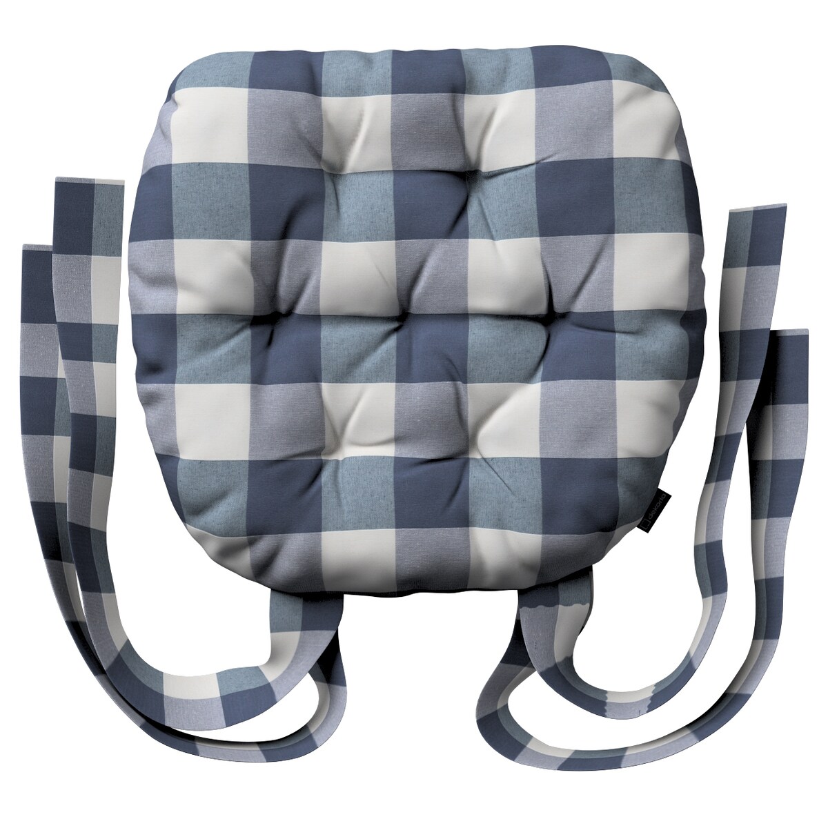 Poduszka na krzesło Marcin, granatowo-biała krata (5,5x5,5cm), 40 x 37 x 8 cm, Quadro