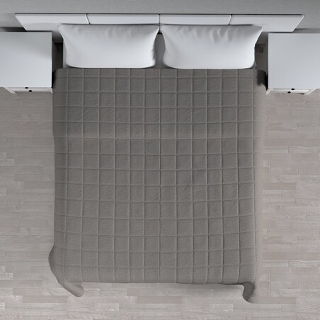 Narzuta pikowana w kratę 200x210 grafit