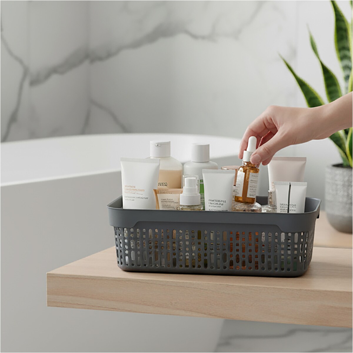 Koszyk Ażurowy Koszyczek S Plastikowy Na Kosmetyki Do Łazienki Pudełko Pojemnik Do Szuflady Szary