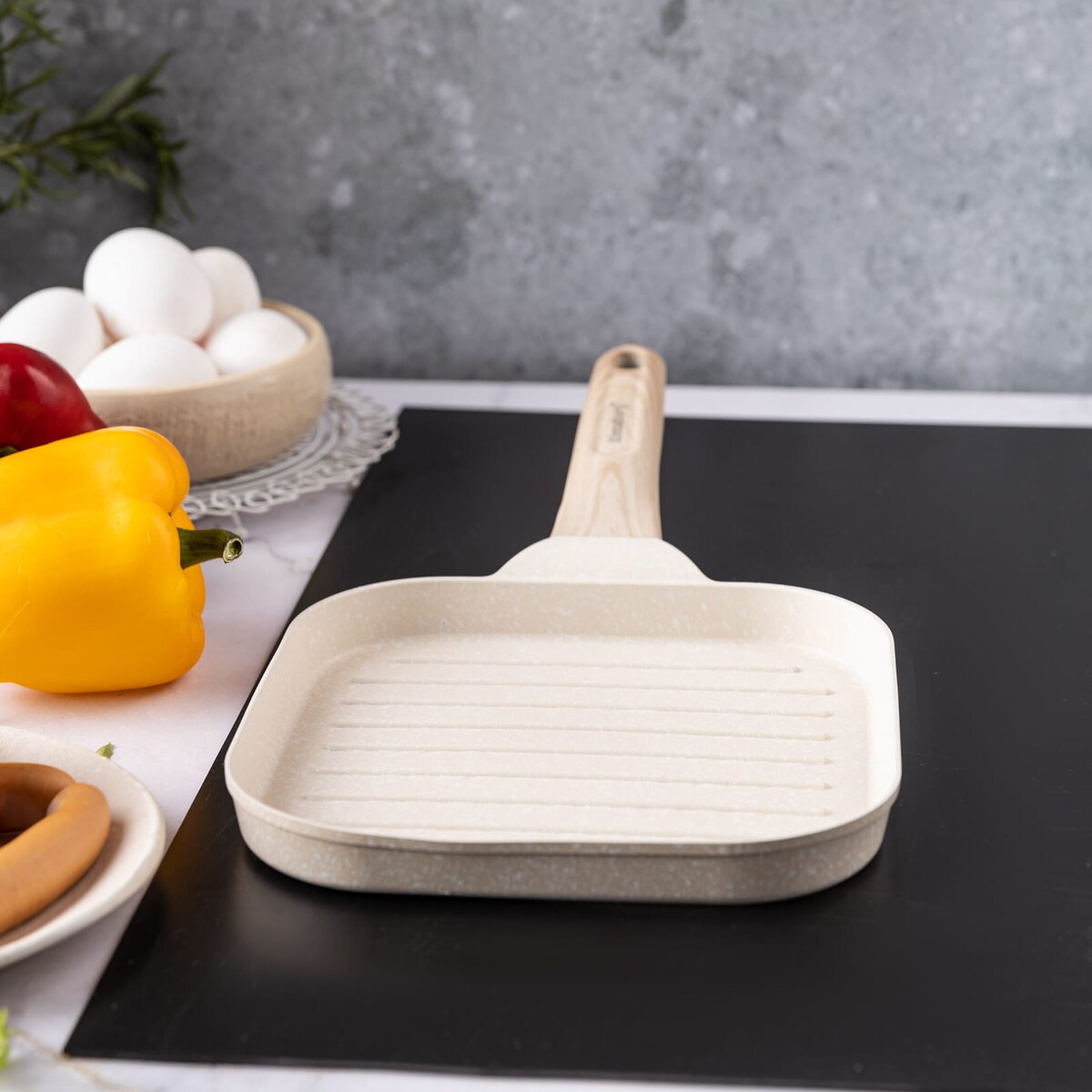 Patelnia grillowa 18x18cm marmurkowa BEŻOWA KLAUSBERG