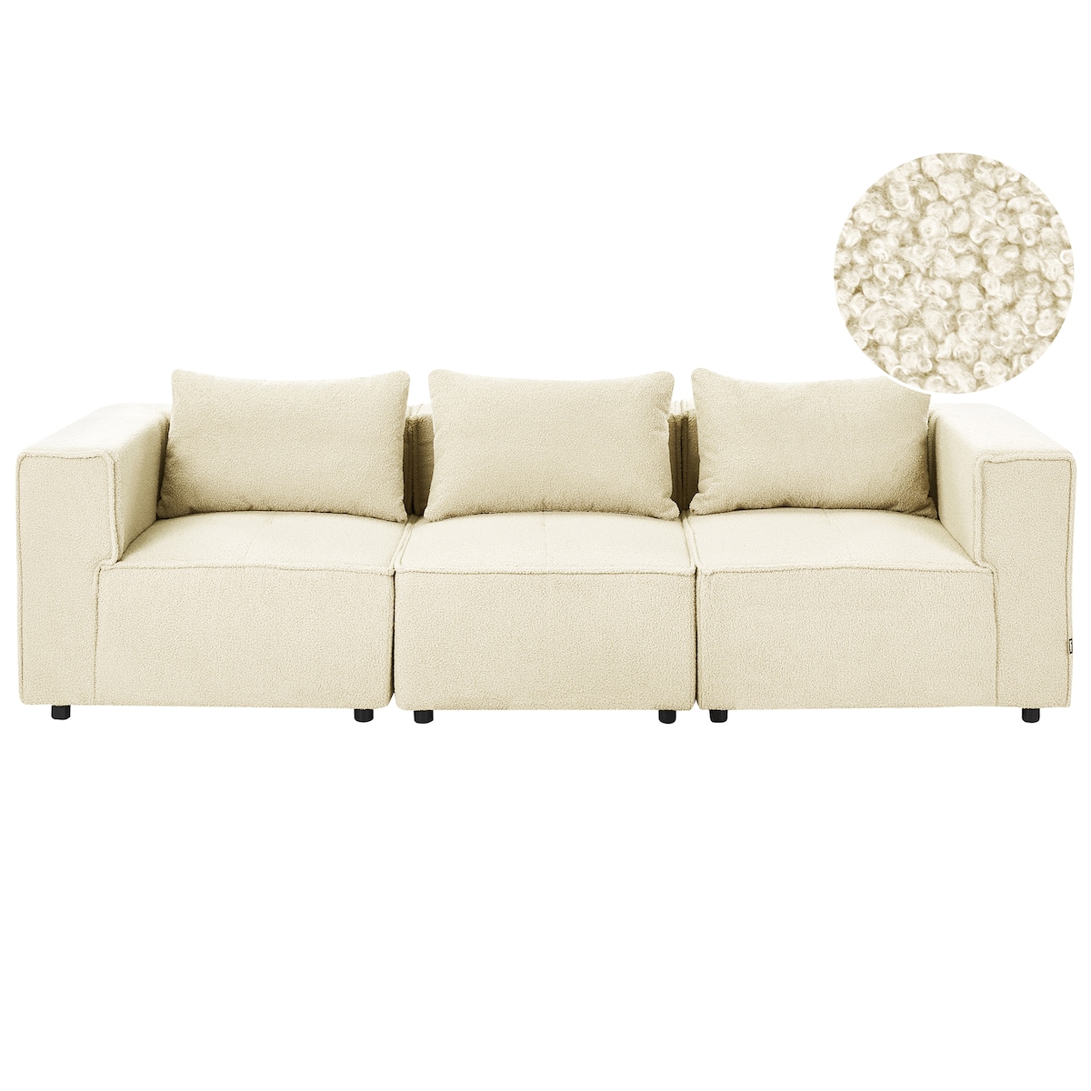 Sofa modułowa dla 3 osób AXEBO Boucle Złamana biel