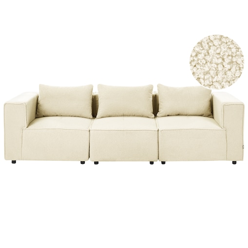 Sofa modułowa dla 3 osób AXEBO Boucle Złamana biel