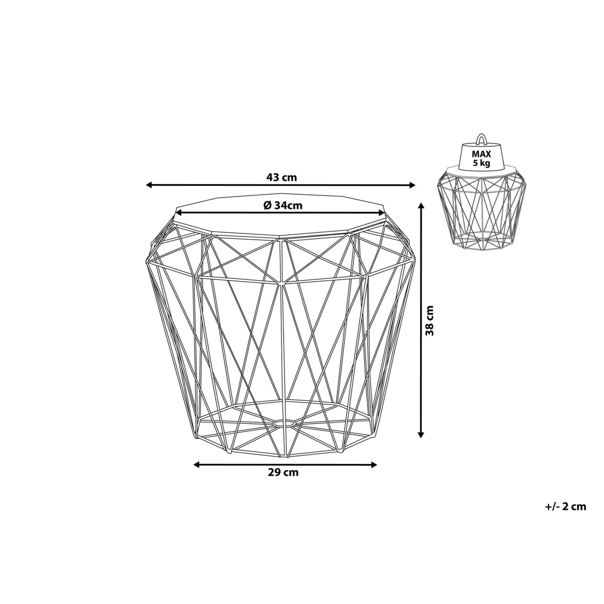 Stolik pomocniczy jasne drewno z czarnym ELIDA
