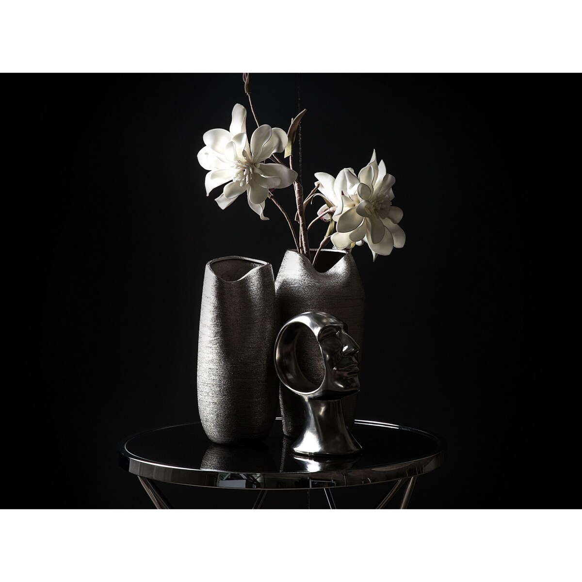 Wazon dekoracyjny ceramiczny srebrny APAMEA