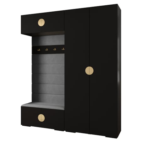 Garderoba do przedpokoju INOVA 4 Z18 czarny+złoty+manila16