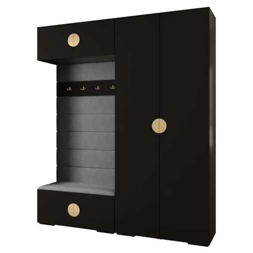 Garderoba do przedpokoju INOVA 4 Z18 czarny+złoty+manila16