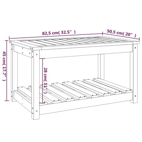vidaXL Stolik ogrodowy, biały, 82,5x50,5x45 cm, lite drewno sosnowe