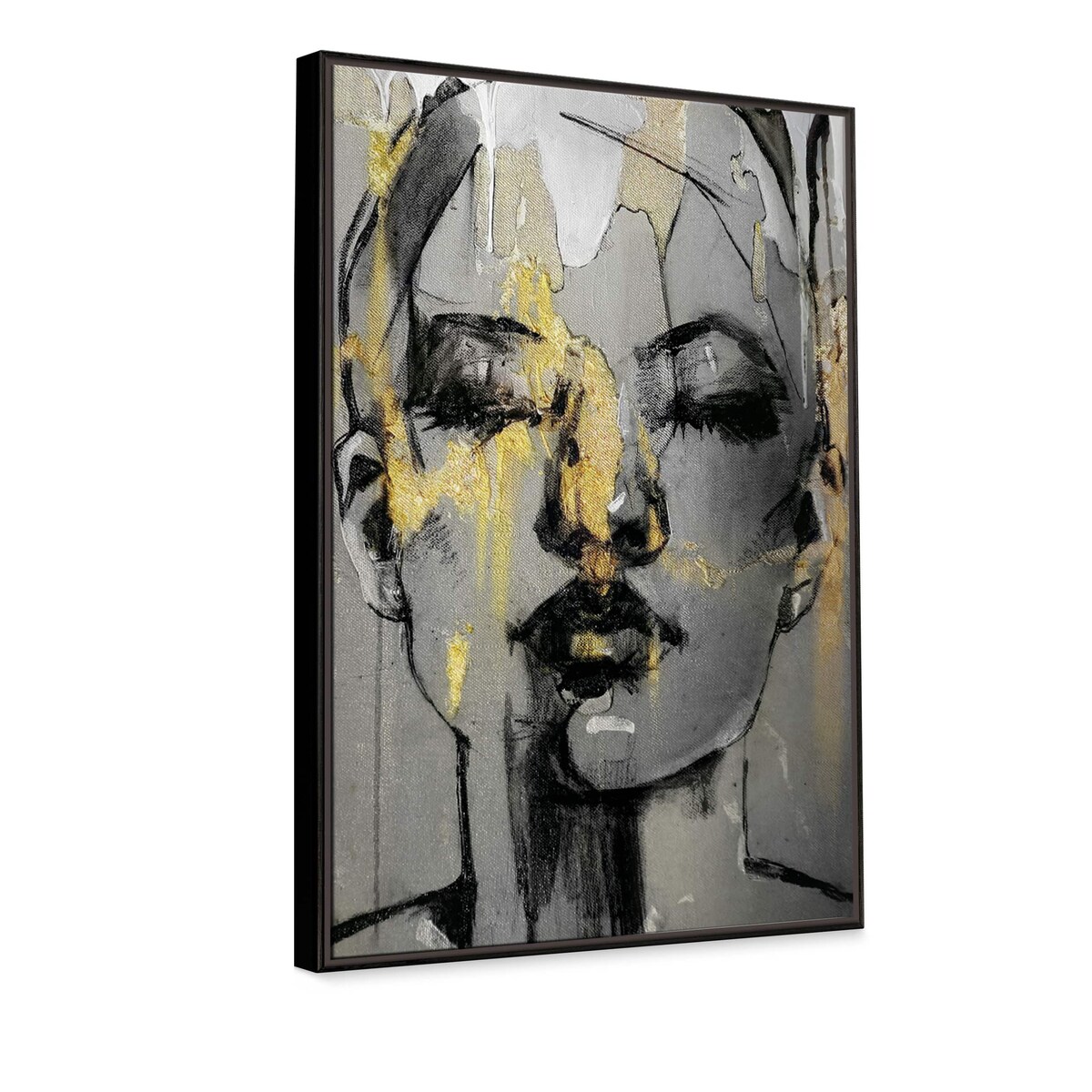 Złoty obraz kobieta 69x99 cm w nowoczesnym stylu