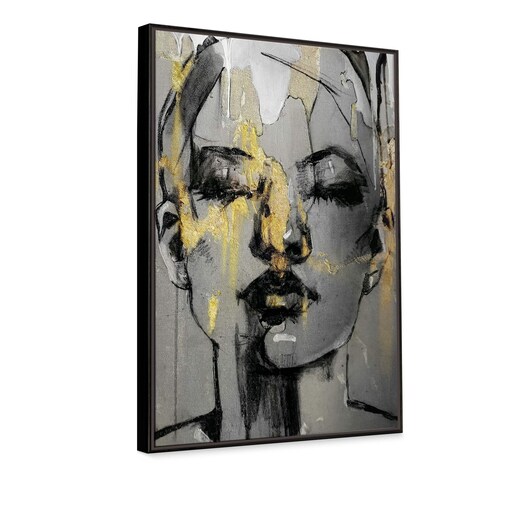 Złoty obraz kobieta 69x99 cm w nowoczesnym stylu