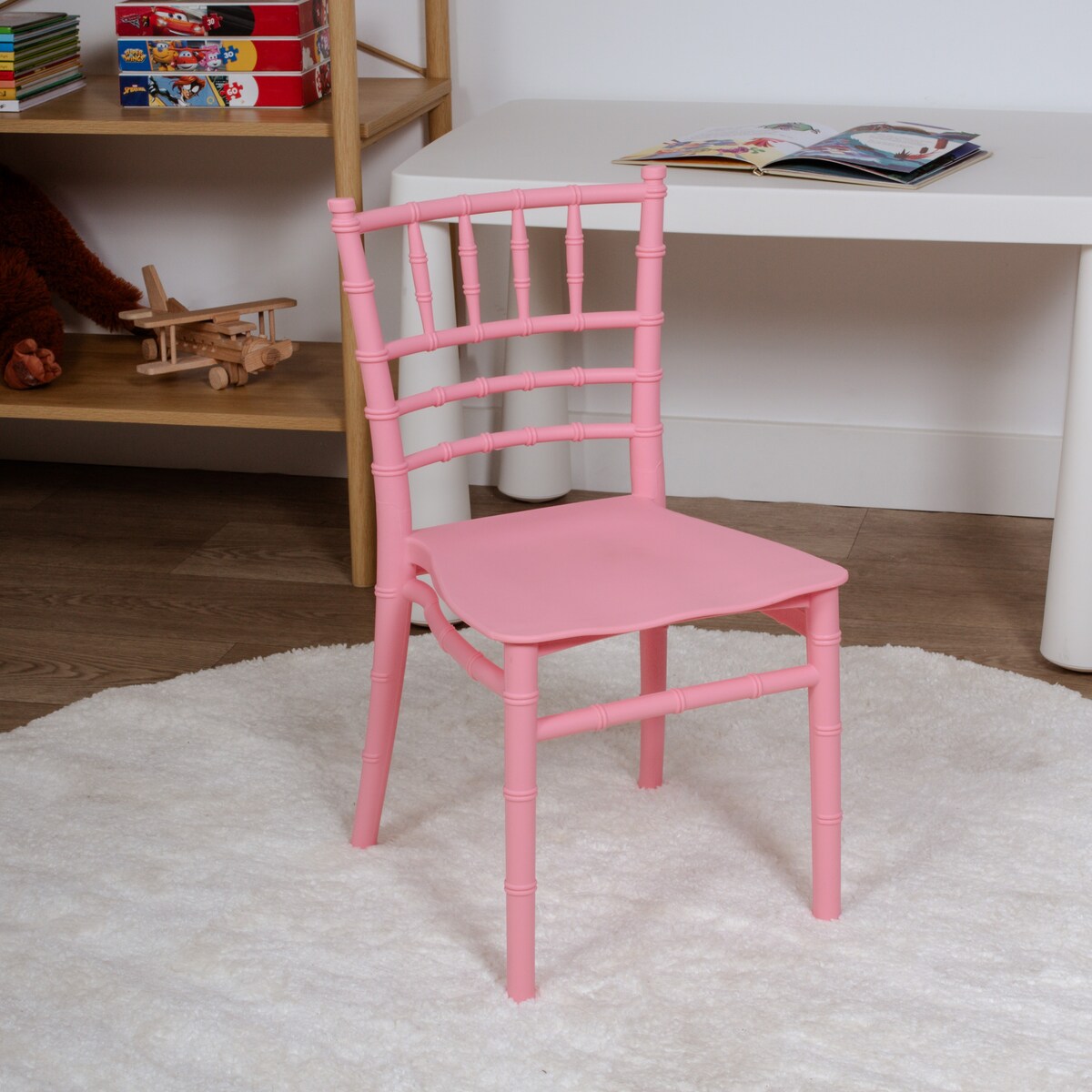 Krzesełko dla dzieci plastikowe z oparciem różowe dziecięce