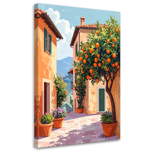 Obraz do salonu sypialni jadalni biura hotelu, Uliczka włoska Toskania pejzaż 40x60 cm