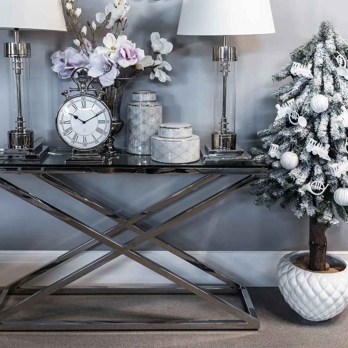 Konsola do jadalni New Yorker NY-C1421S Cosmolight szklana srebrna
