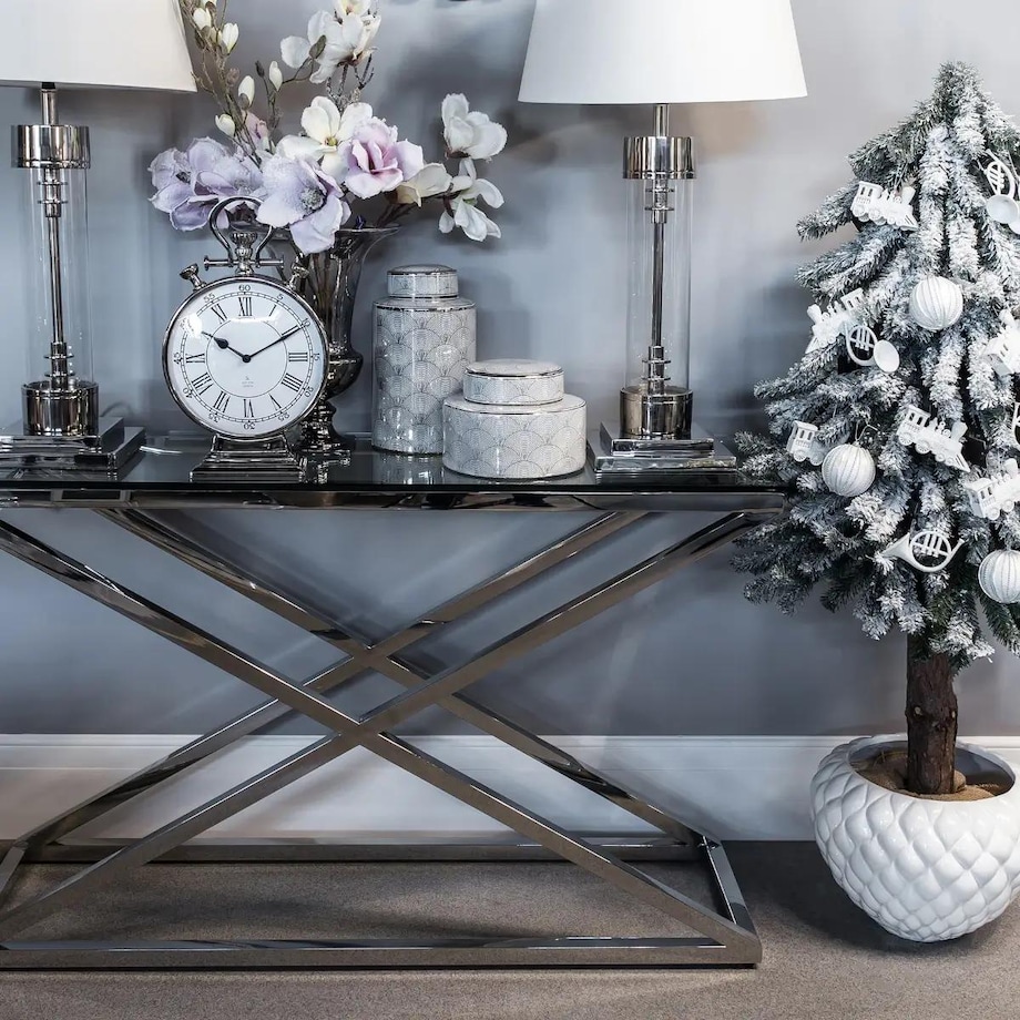Konsola do jadalni New Yorker NY-C1421S Cosmolight szklana srebrna