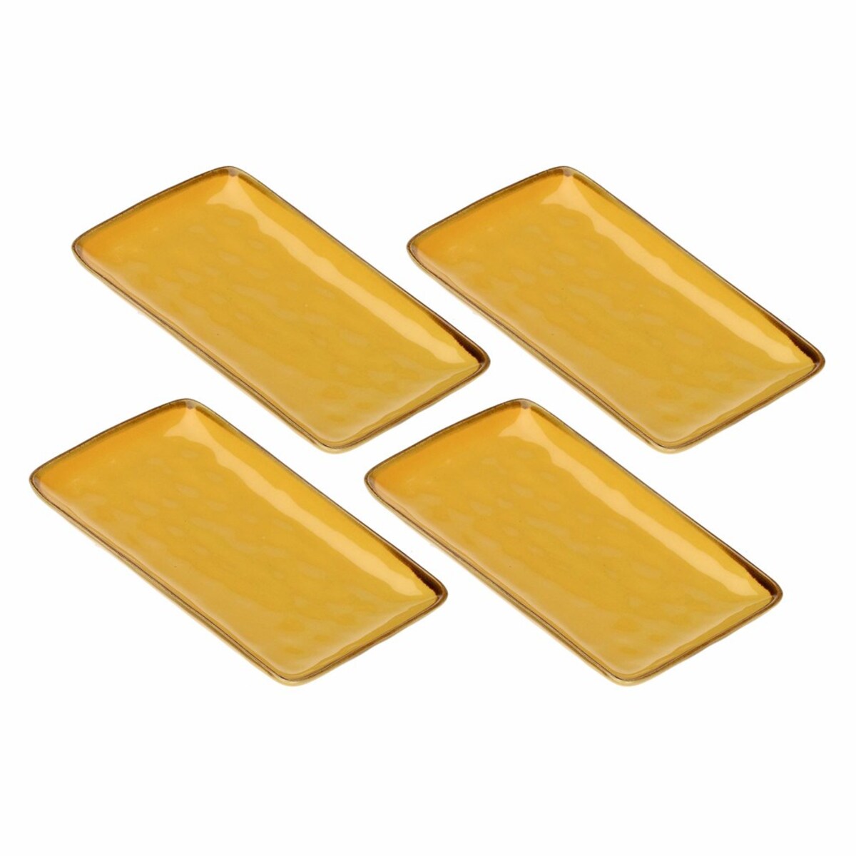 Zestaw 4 tac prostokątnych Concerto Ocra - Żółty, 20 x 13 cm