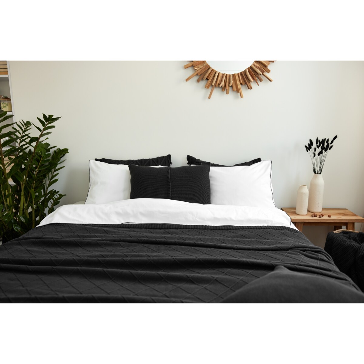 Poszewka klasyczna z przeszyciem grafitowa, 40 x 60 cm, La Manta