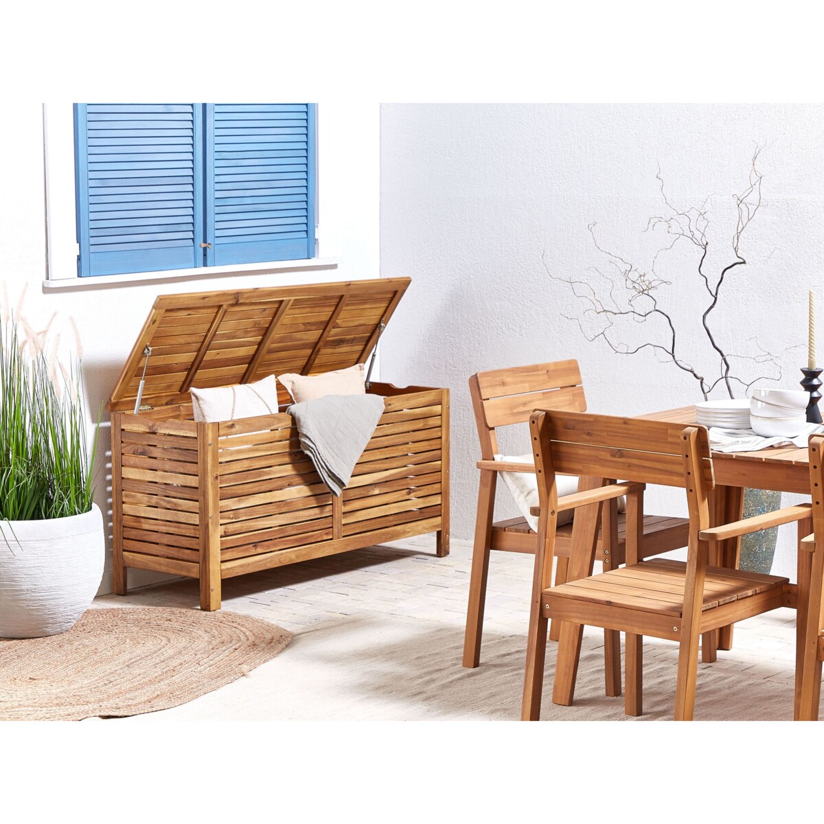 Skrzynia ogrodowa 130 x 64 cm jasne drewno RIVIERA