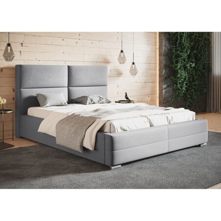 Łóżko sypialniane 140x200 BEN 3- szare - tkanina plusz