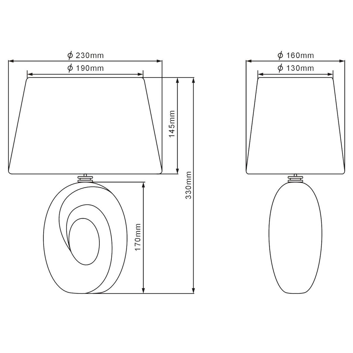 Stojąca LAMPA stołowa TABA R50511079 nocna LAMPKA abażurowa okrągła na biurko czarna złota, RL Light