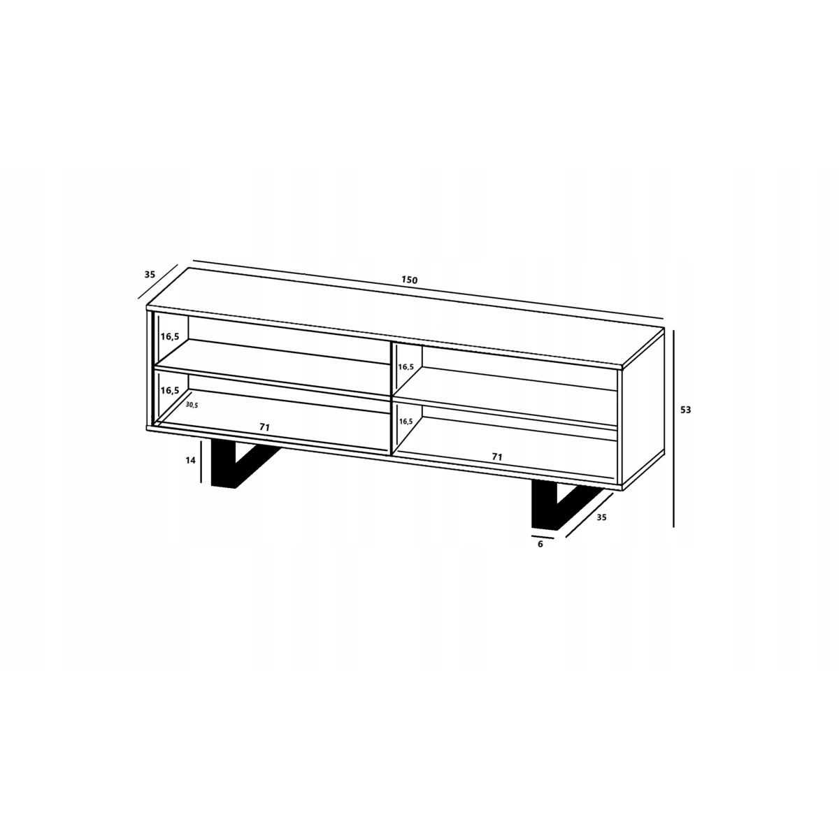 Nowoczesna Szafka RTV Loft Komoda RTV 150 cm Dąb Wotan Biały MAT