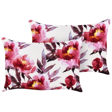 2 poduszki ogrodowe w kwiaty 40 x 60 cm biało-różowe LANROSSO
