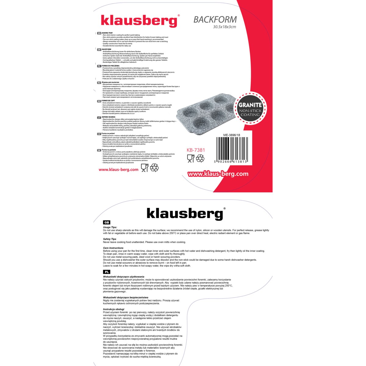 Forma blacha do pieczenia 6 muffinek babeczek KLAUSBERG