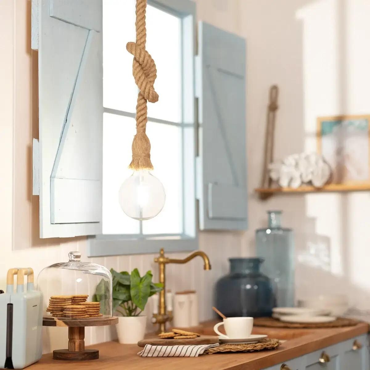 Salonowa lampa zwis Boho ABR-LW3-BH-E27 Abruzzo lina brązowa