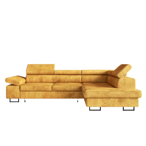 Narożnik ALEX regulowane zagłówkami, prawostronny-tkanina Terra musztardowy