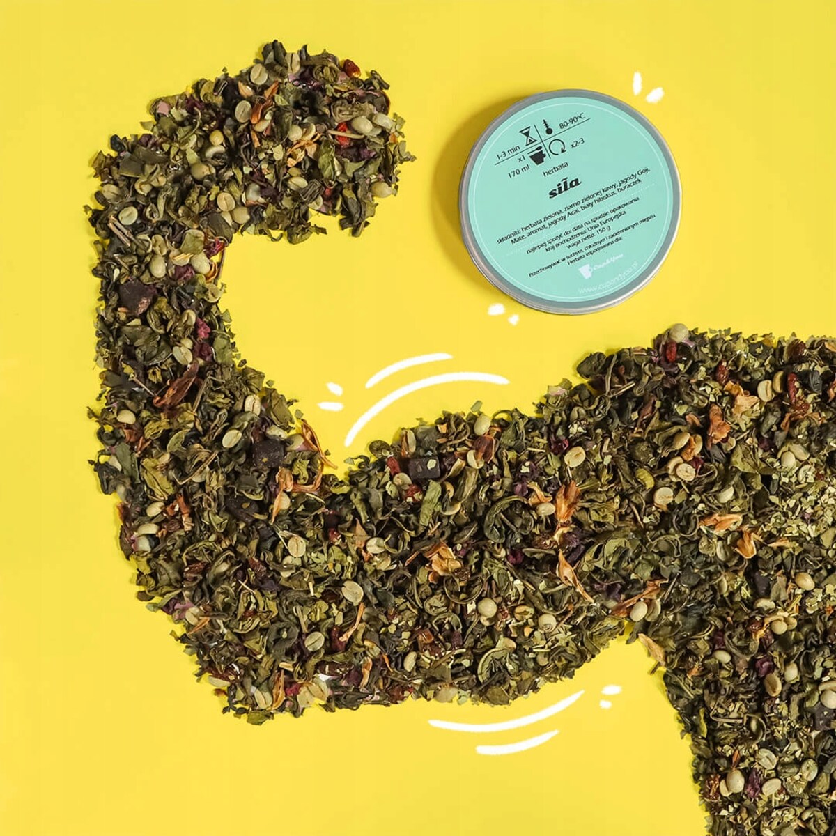 Herbata zielona sypana SIŁA o smaku egzotycznej jagody PREMIUM Cup&You - herbata liściasta sypana mieszanka napar susz - gotowa na prezent upominek