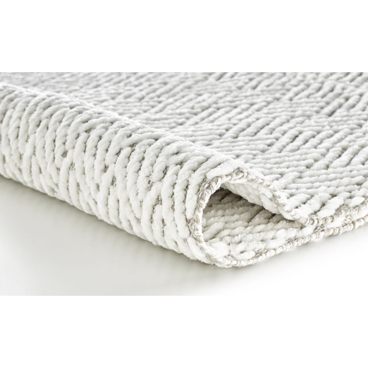 Kleine Wolke Switch Dwustronny dywanik łazienkowy ręcznie tkany 60x90 cm Macadamia beż i biały