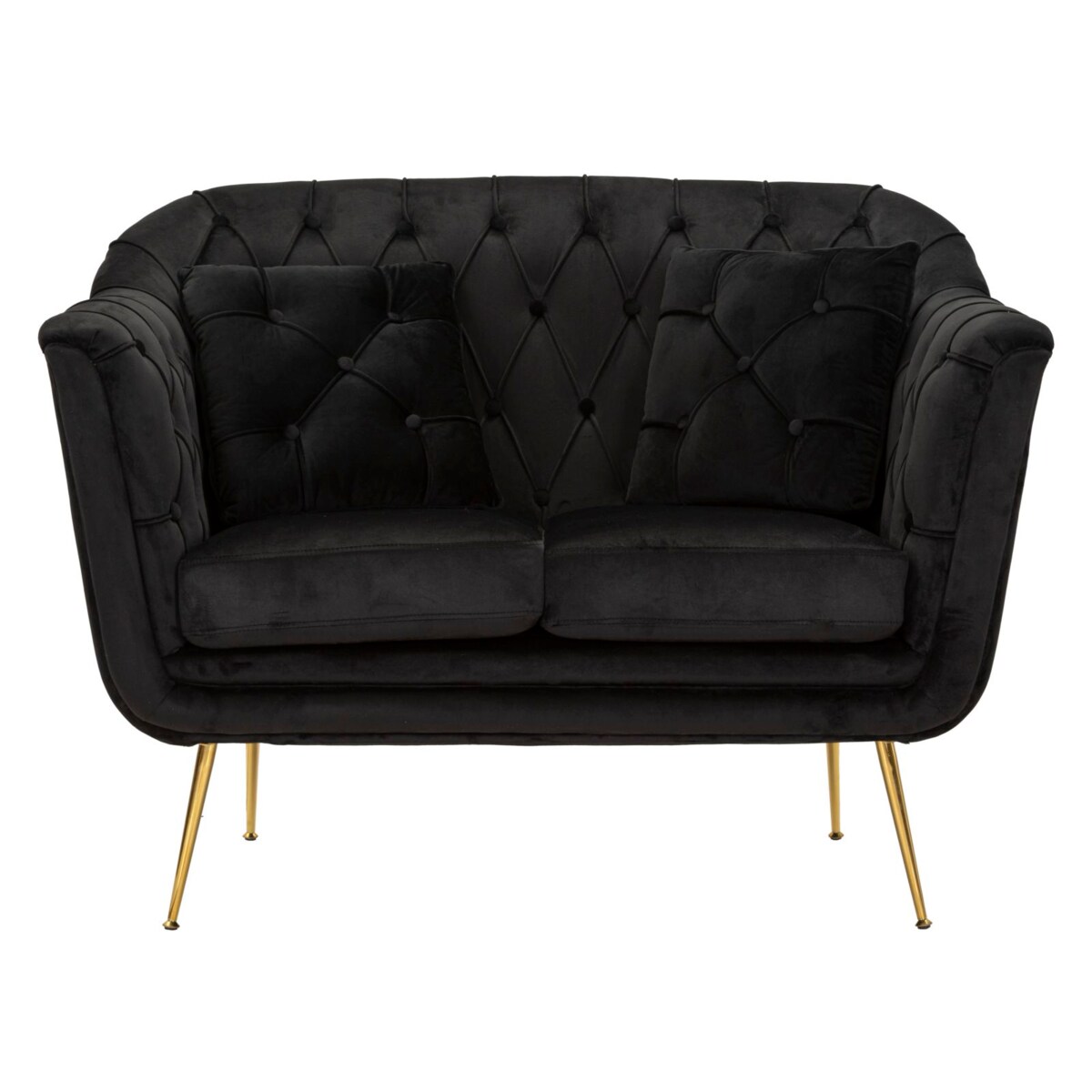 Sofa Budapest, kolor czarny, poliester, sklejka i żelazo, 130 x 83 x 91 cm, do salonu, Mauro Ferretti