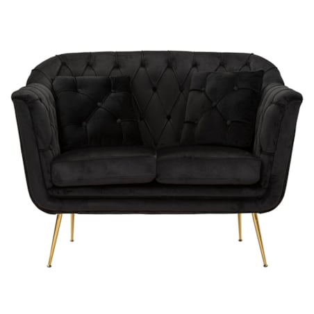 Sofa Budapest, kolor czarny, poliester, sklejka i żelazo, 130 x 83 x 91 cm, do salonu, Mauro Ferretti