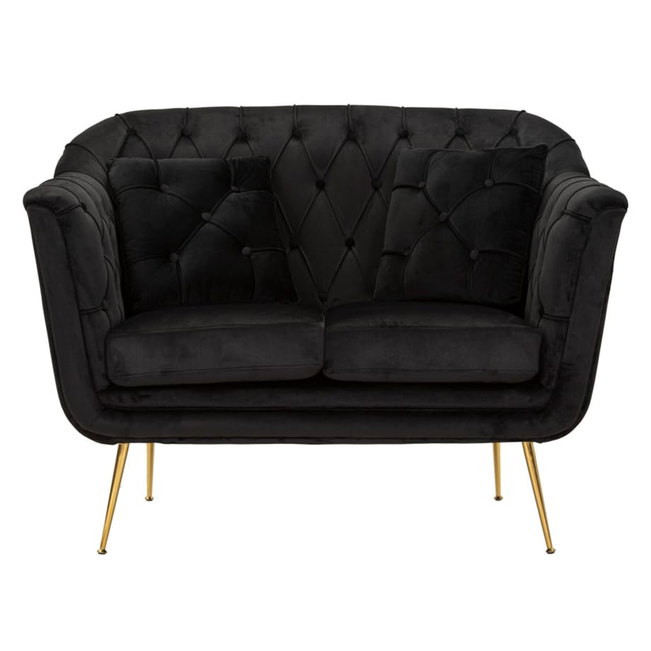 Sofa Budapest, kolor czarny, poliester, sklejka i żelazo, 130 x 83 x 91 cm, do salonu, Mauro Ferretti