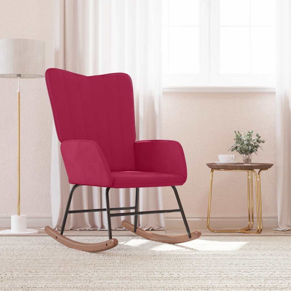 vidaXL Fotel bujany, winna czerwień, tapicerowany aksamitem