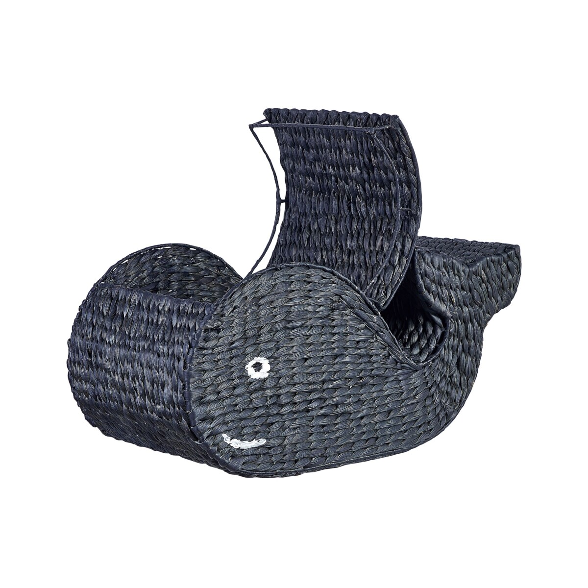 Kosz pleciony wieloryb z hiacyntu wodnego czarny ORANIA