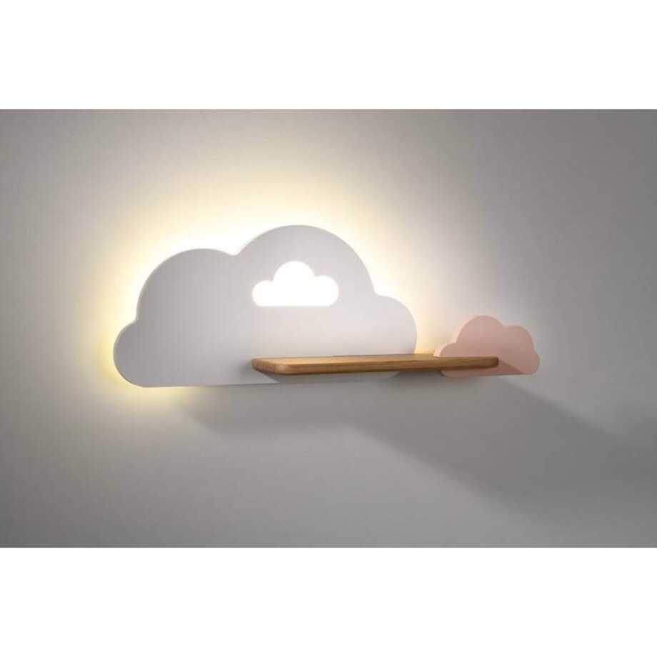 Dekoracyjna LAMPA ścienna CLOUD 21-76717 Candellux dziecięca OPRAWA chmurki LED 5W 4000K kinkiet z półką biały różowy