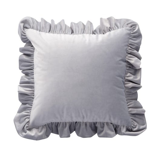 Poszewka Paula z falbaną 45x45 srebrzysty szary