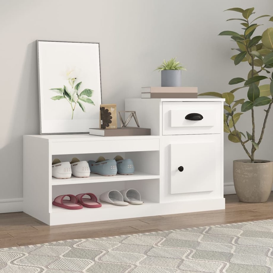 vidaXL Szafka na buty, biała, 100x42x60 cm, materiał drewnopochodny