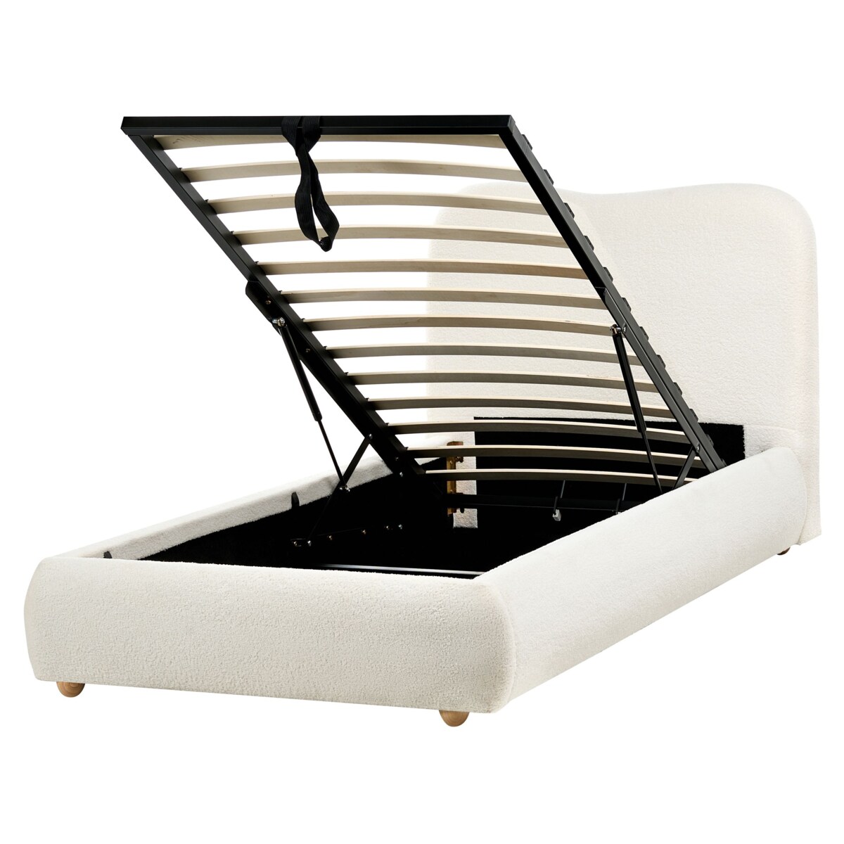 Łóżko z pojemnikiem Boucle BLAGNAC 90 x 200 cm Złamana biel