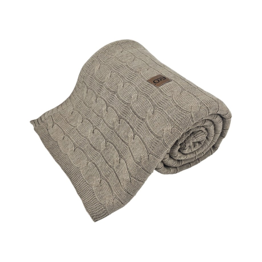 Koc dzianinowy kaszmir 200x220 cm – VERONA200 TAUPE