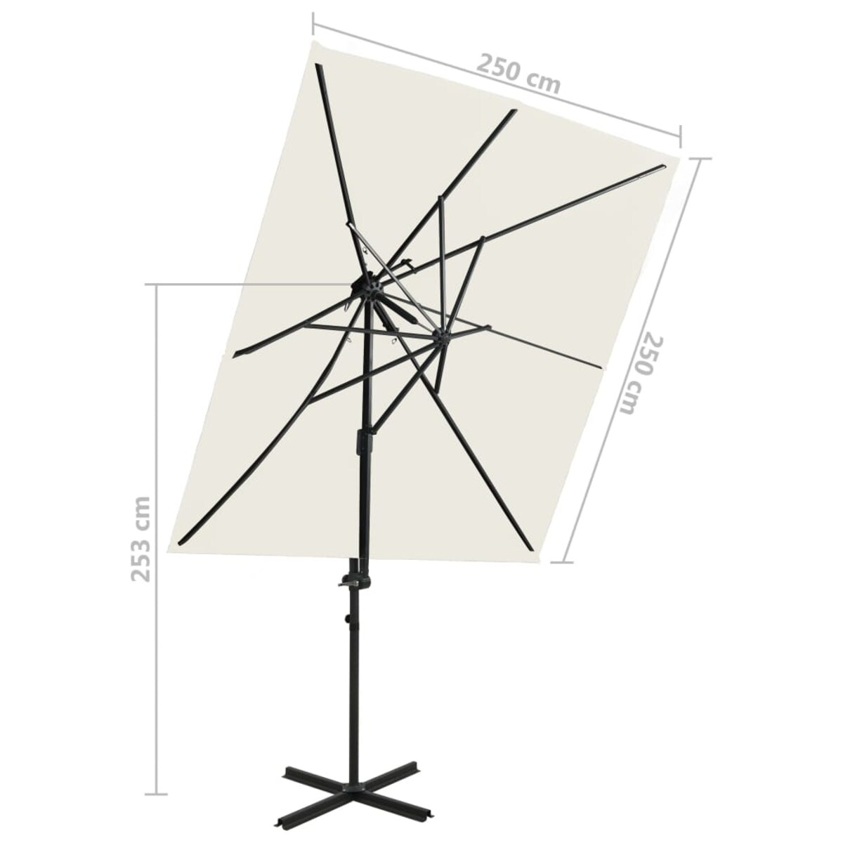 vidaXL Parasol wiszący z podwójną czaszą, 250x250 cm, piaskowy