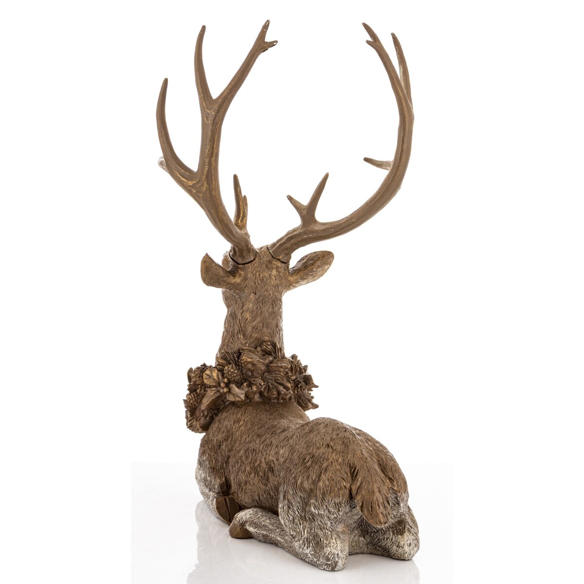Dekoracja - figurka leżącego jelenia 50x39x27 cm SHIKA-2 brązowy z wieńcem