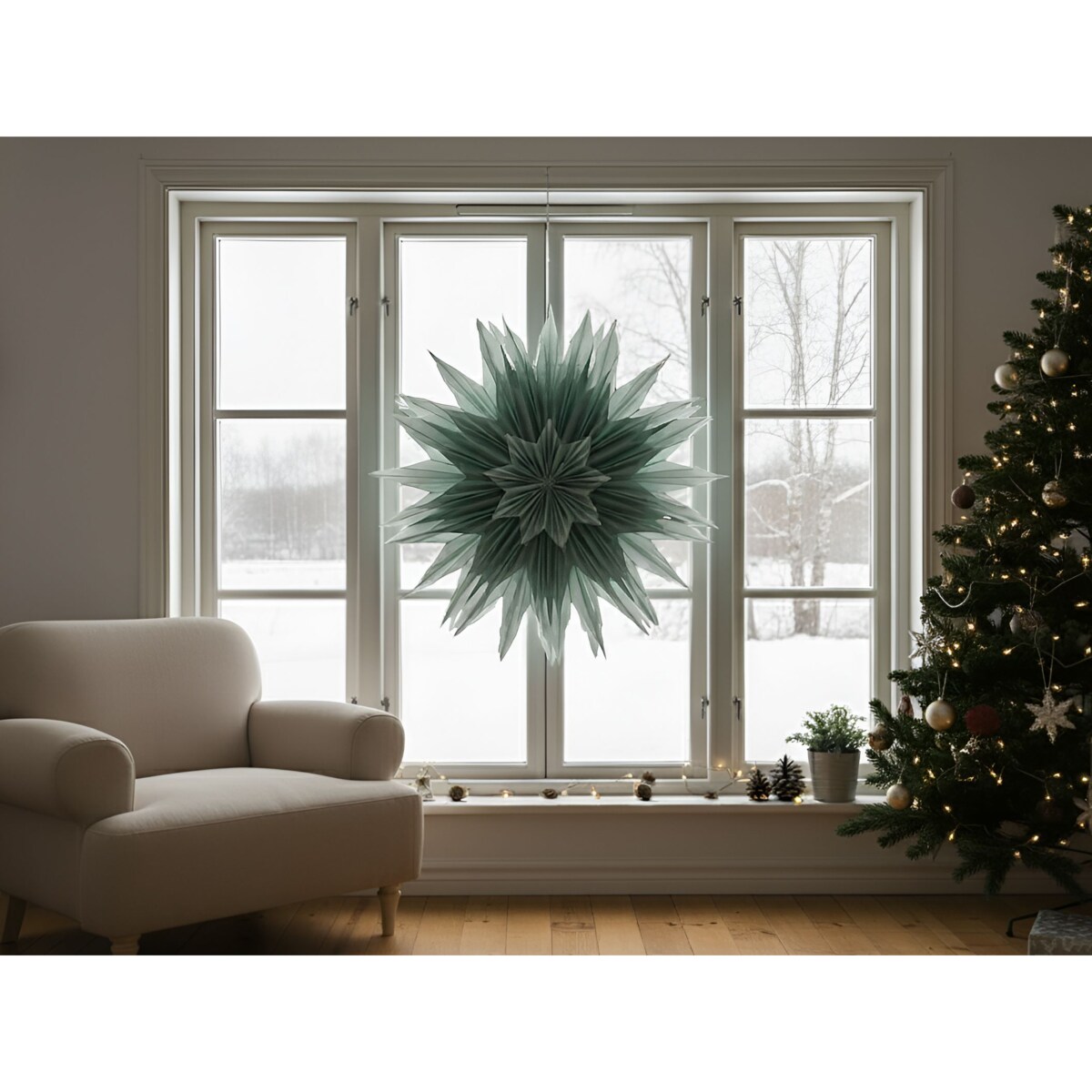 Dekoracja świąteczna GRONA Gwiazda 96 cm Zielony