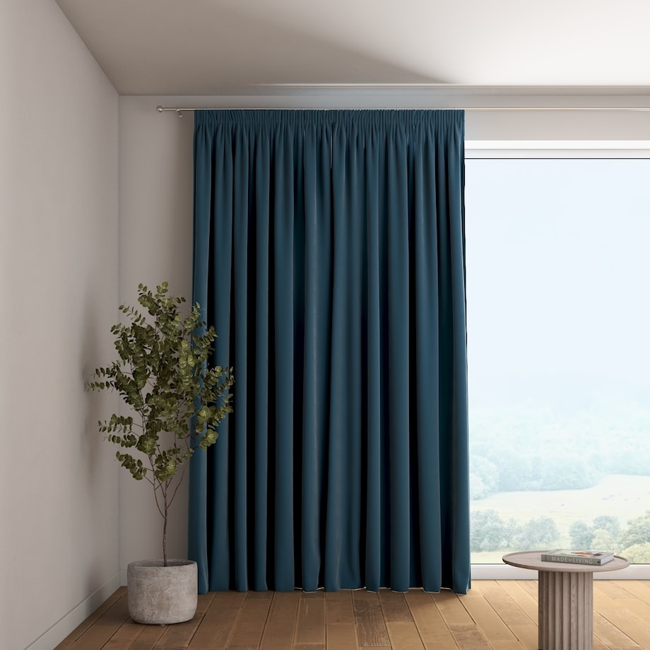 Zasłona na taśmie marszczącej 1 szt. 130x260 pruski błękit