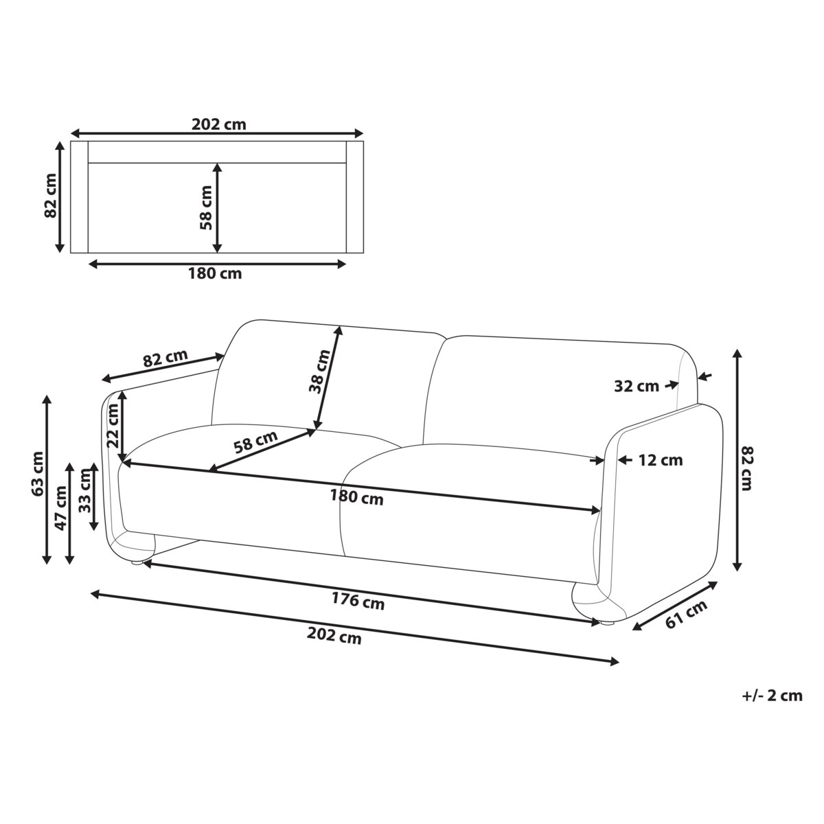Sofa 3-osobowa szara SALAND