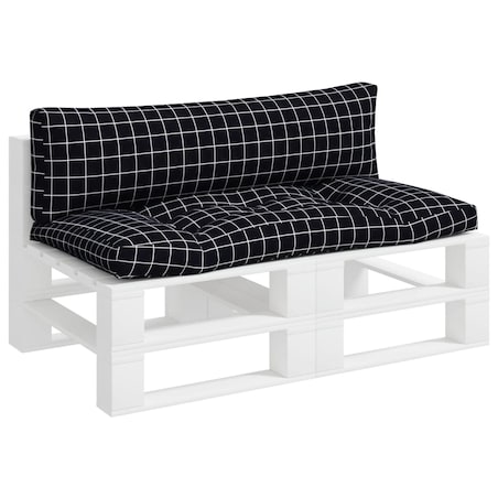 vidaXL Poduszki na palety, 2 szt., czarne w kratę, tkanina Oxford