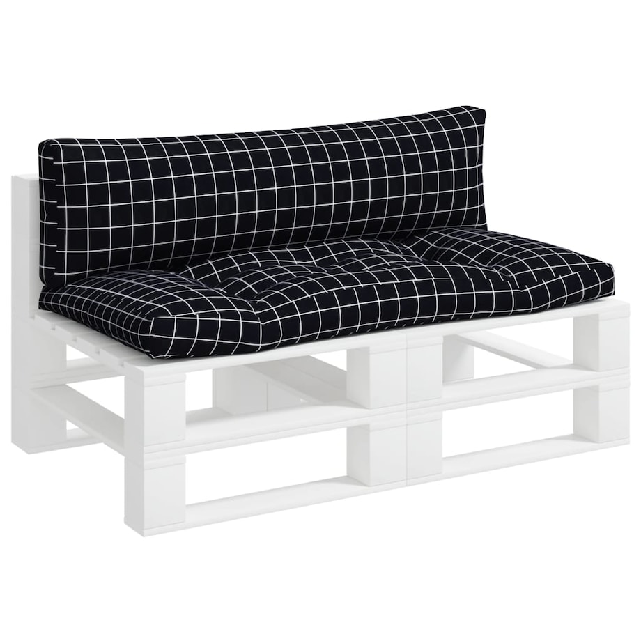 vidaXL Poduszki na palety, 2 szt., czarne w kratę, tkanina Oxford