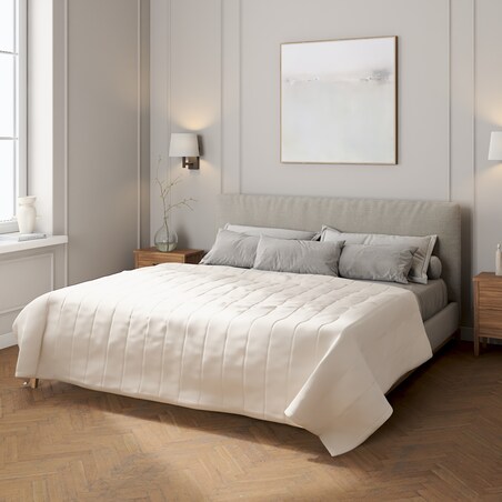 Narzuta pikowana w pasy 130x210 jasnobeżowy
