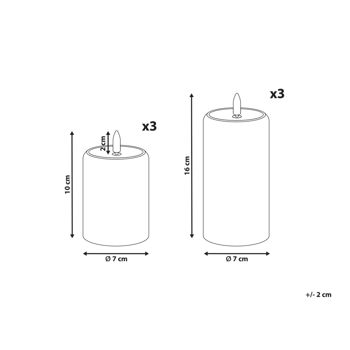 Zestaw 6 świec LED NOISETTE 10/16 cm Złamana biel